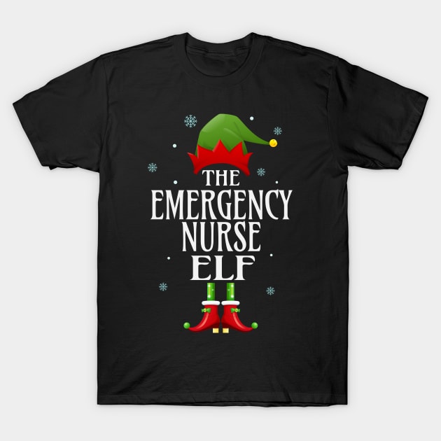 Emergency Nurse Elf Xmas Funny Family Matching Christmas T-Shirt by TeeaxArt